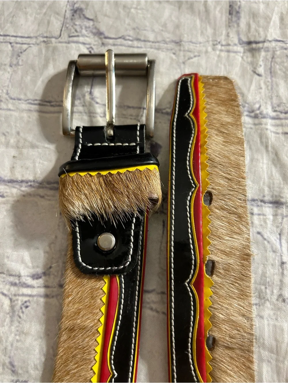 CARRIEL HANDMADE WESTERN COWHIDE HAIR & MULTI VIBRANT COLORS LEATHER UNISEX BELT